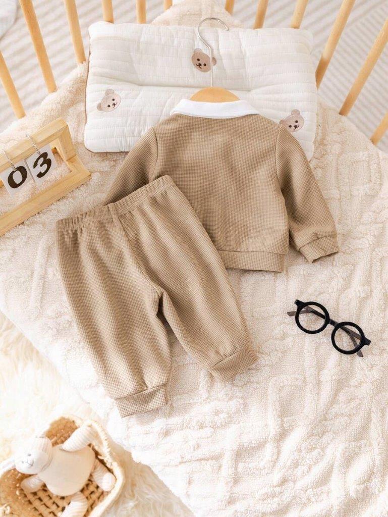 Baby 2 In 1 Button Collar Pullover And Pants Set