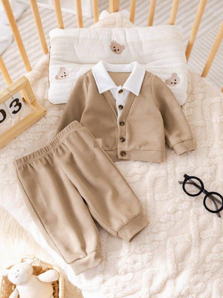Baby 2 In 1 Button Collar Pullover And Pants Set