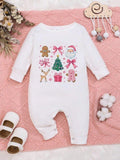 Baby White And Pink Christmas Jumpsuit