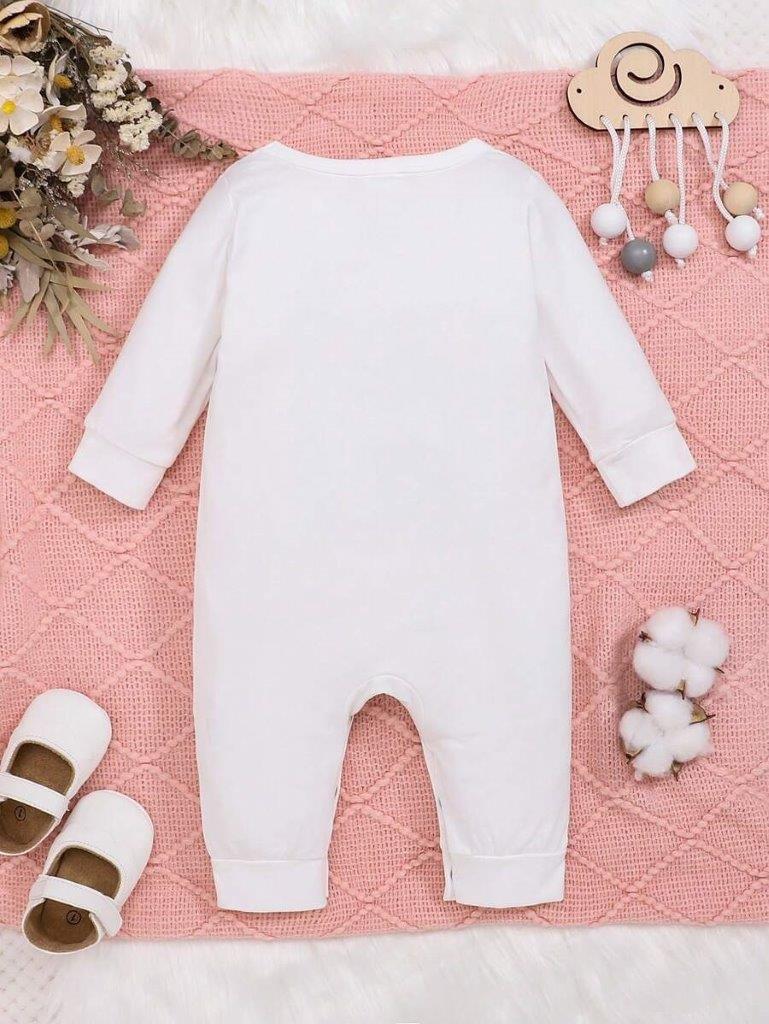 Baby White And Pink Christmas Jumpsuit