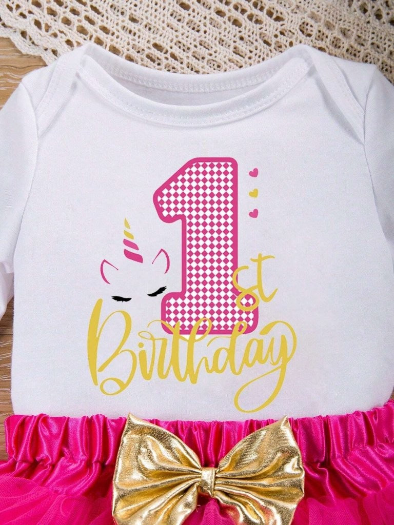 Baby One Year Old Birthday Set Gold