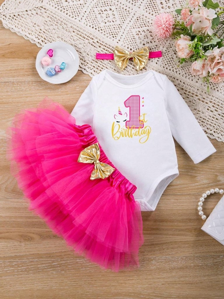 Baby One Year Old Birthday Set Gold