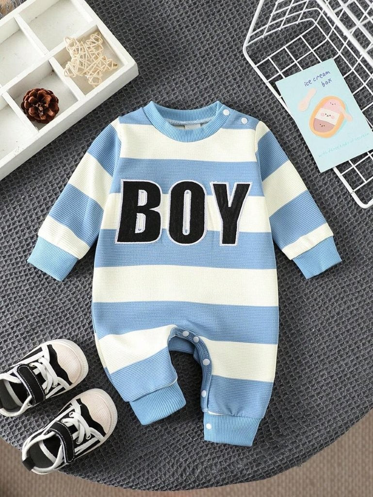 Baby Boy Stripe Pattern Jumpsuit