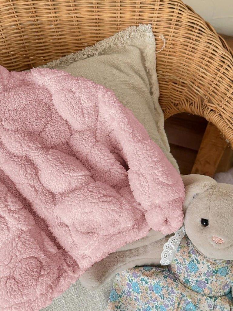 Baby Heart Teddy Coat Dusty Pink