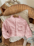 Baby Heart Teddy Coat Dusty Pink