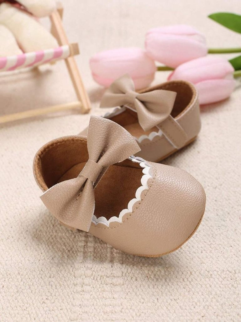 Baby Mary Jane With Bow Apricot