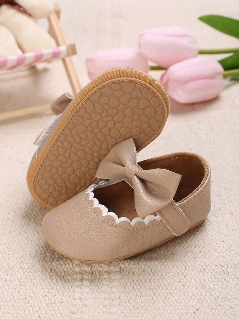 Baby Mary Jane With Bow Apricot