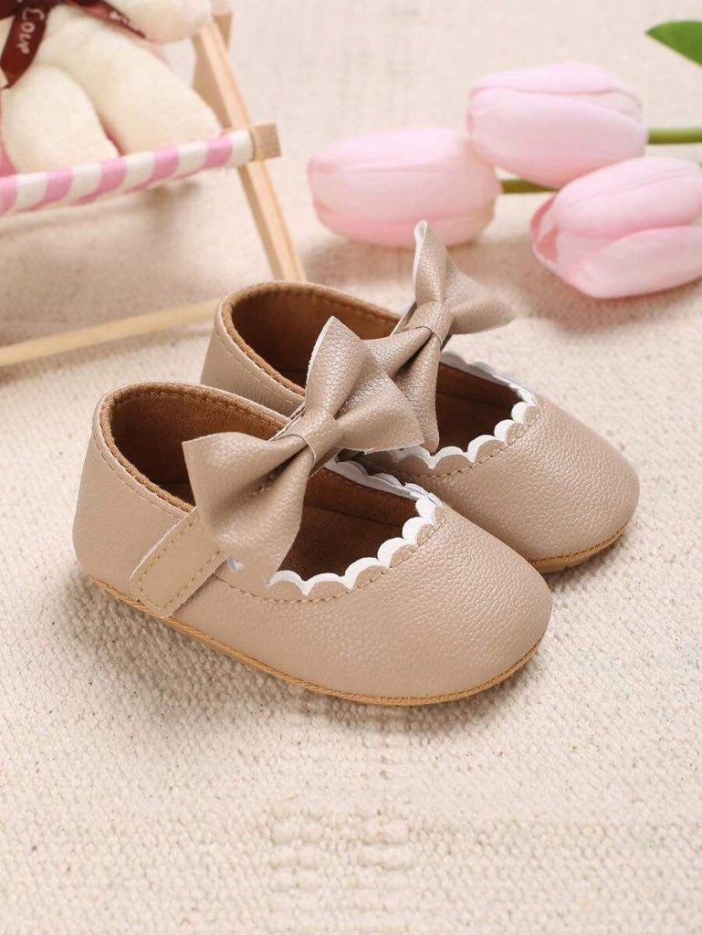 Baby Mary Jane With Bow Apricot