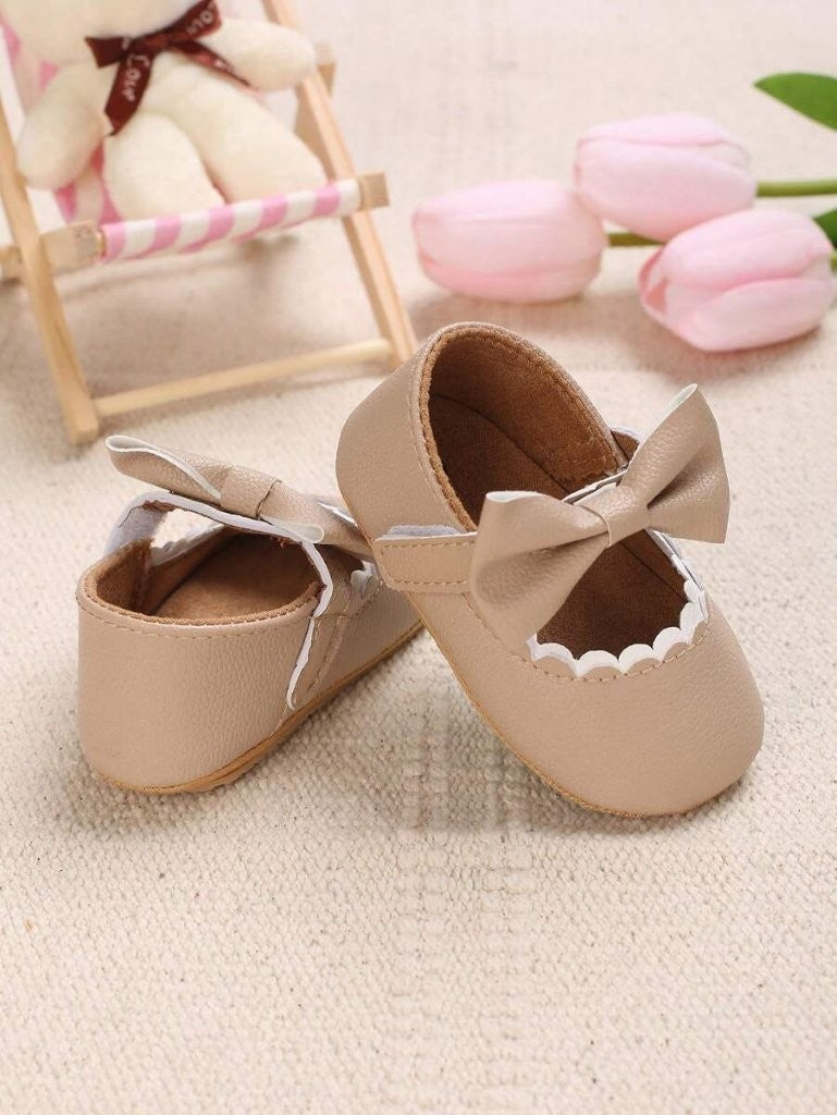 Baby Mary Jane With Bow Apricot