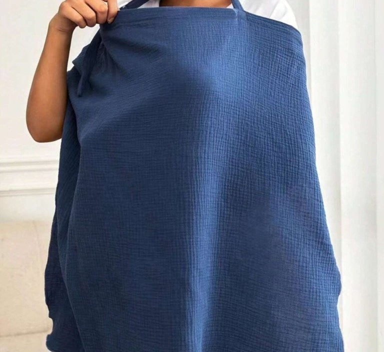Baby Cotton Royal Blue Nursing Cover