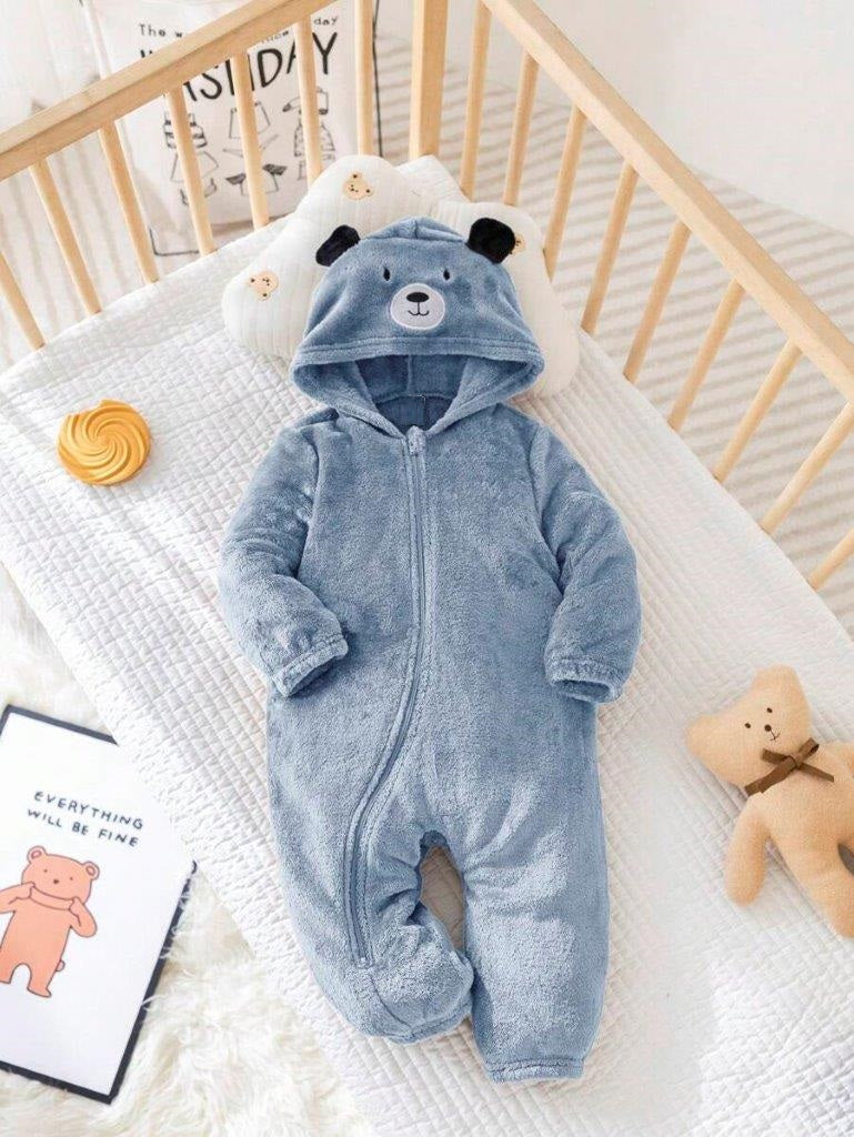Baby 3D Teddy Ears Blue Jumpsuit