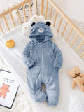 Baby 3D Teddy Ears Blue Jumpsuit
