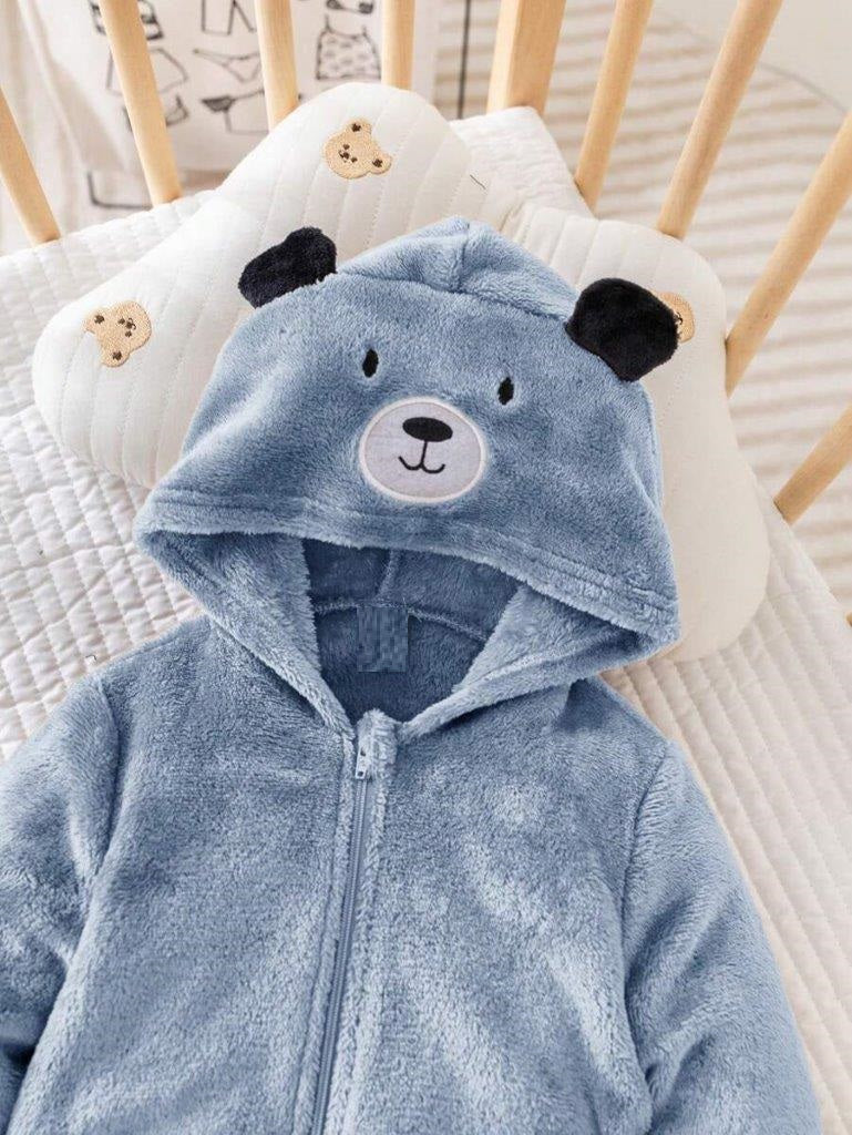 Baby 3D Teddy Ears Blue Jumpsuit