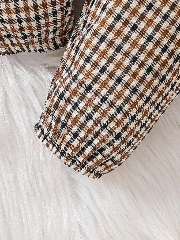 Baby Ribbed Ruffle Bodysuit And Plaid Pants Set