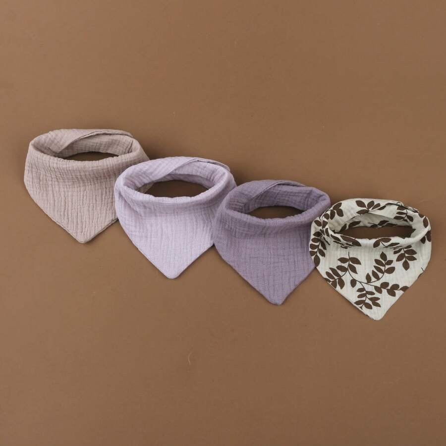 100% Cotton Stylish Bandana Bibs 4 Piece Mauve