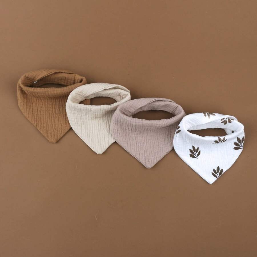100% Cotton Stylish Bandana Bibs 4 Piece Khaki