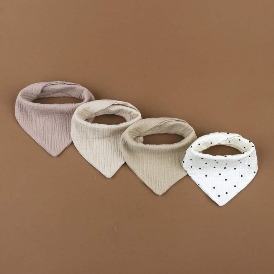 100% Cotton Stylish Bandana Bibs 4 Piece Dotted