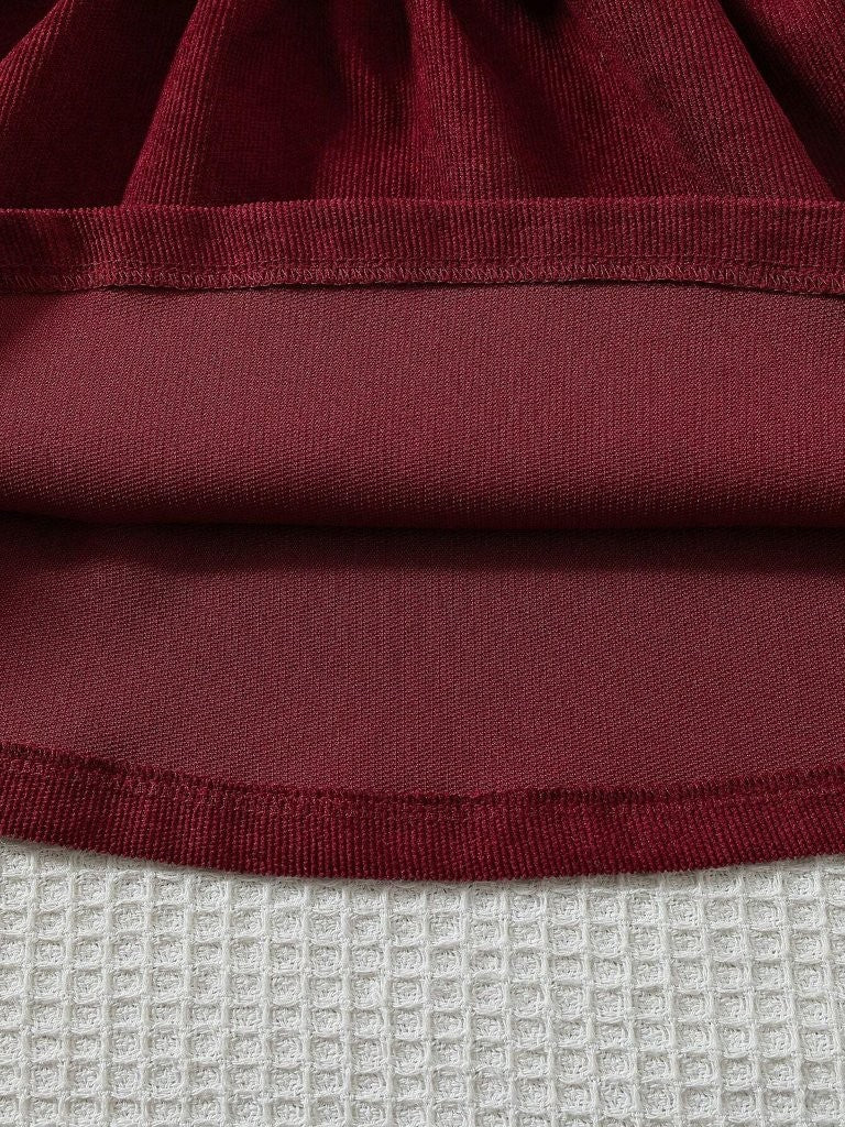Baby Corduroy Front Bow Dress Burgundy