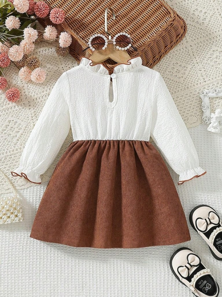 Baby Corduroy Front Bow Dress Baby Camel