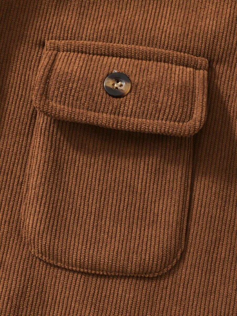 Baby Collar Flap Pocket Corduroy Jumpsuit