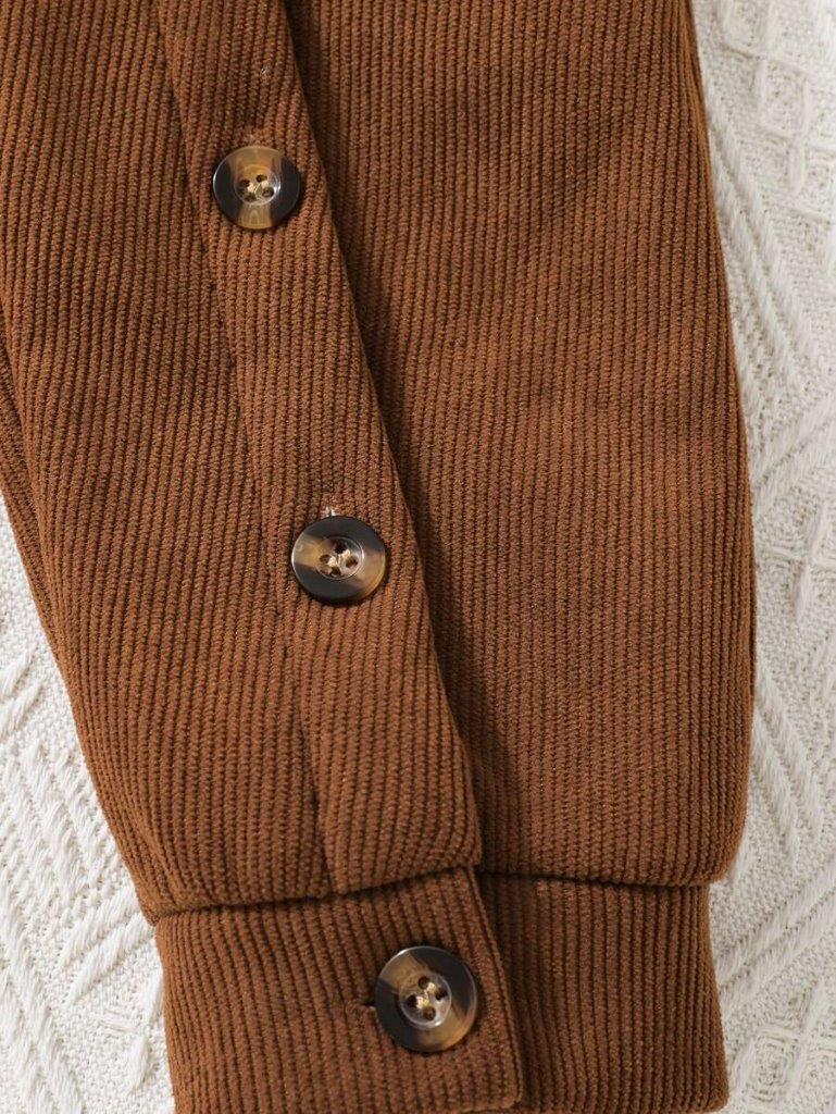 Baby Collar Flap Pocket Corduroy Jumpsuit
