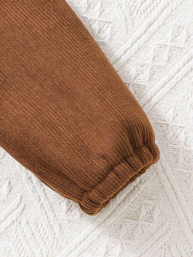 Baby Collar Flap Pocket Corduroy Jumpsuit