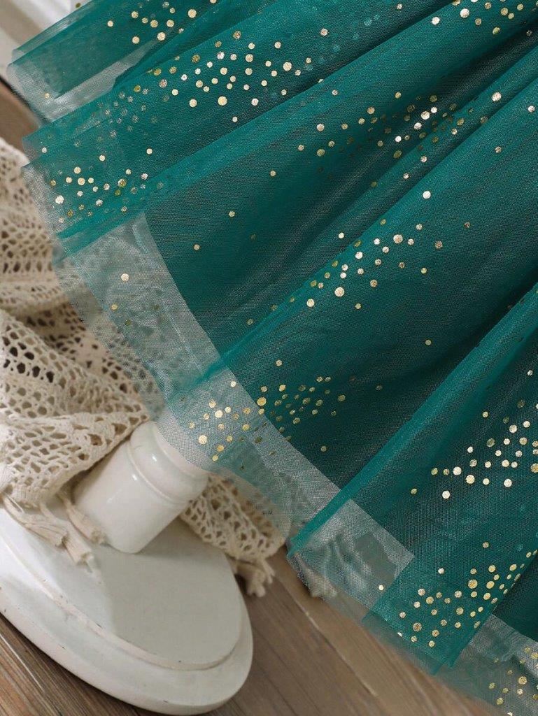 Toddler Girls Green Sparkle Velvet Dress With Headband
