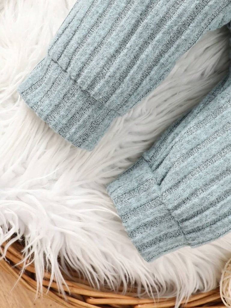 Baby Green Stripe Fleece Jumpsuit With Beanie