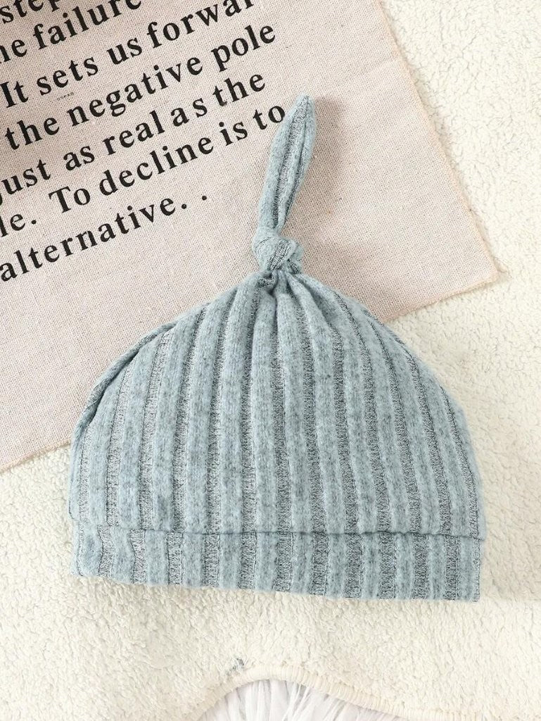 Baby Green Stripe Fleece Jumpsuit With Beanie