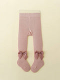 Baby Solid Dusty Pink Tights Bow 6-12 Months