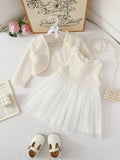 Baby 2 Piece Textured Jacket And Dress Set