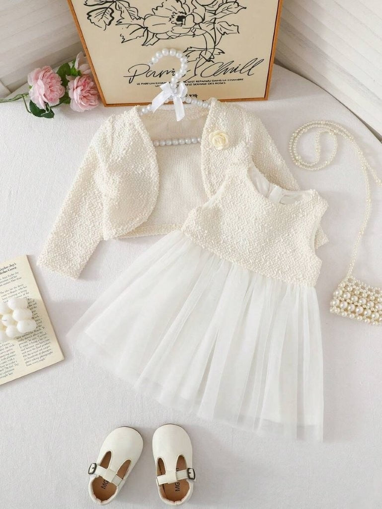 Baby 2 Piece Textured Jacket And Dress Set