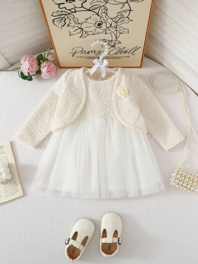 Baby 2 Piece Textured Jacket And Dress Set