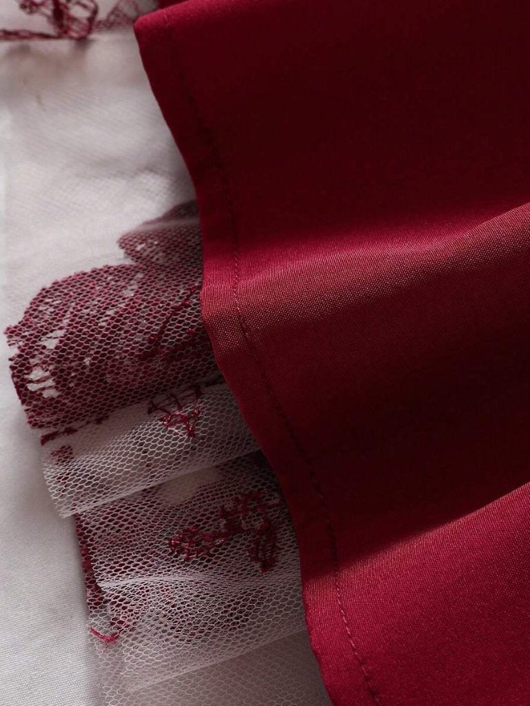 Baby Burgundy Butterfly Mesh Dress
