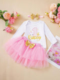 Baby One Year Old Birthday Set Gold Pink