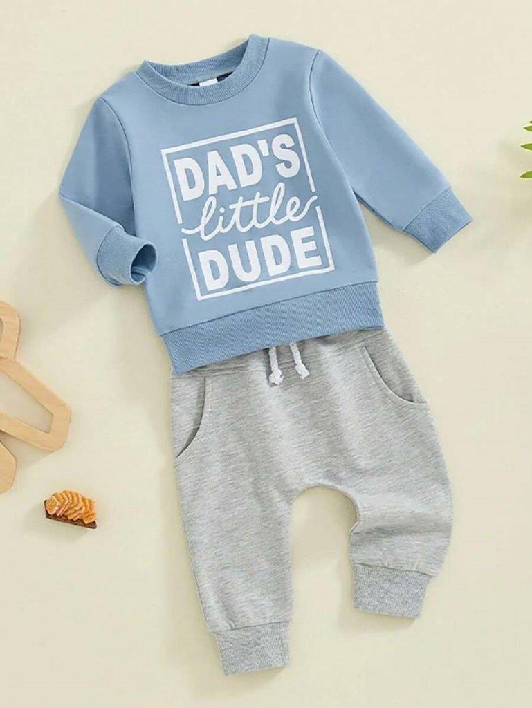 Baby Dad's Little Dude Pullover And Pants Set