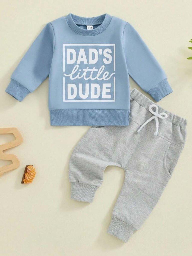 Baby Dad's Little Dude Pullover And Pants Set