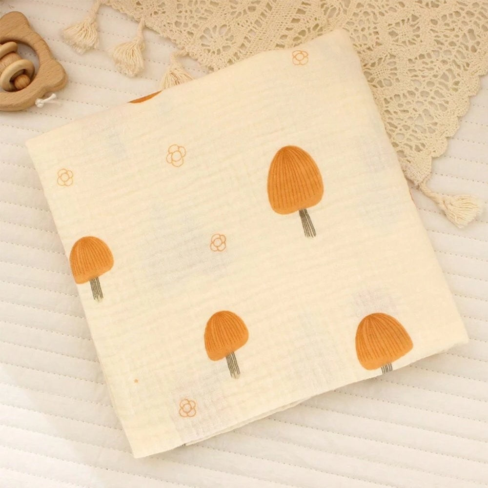 Baby Mushroom Pattern Muslin Blanket