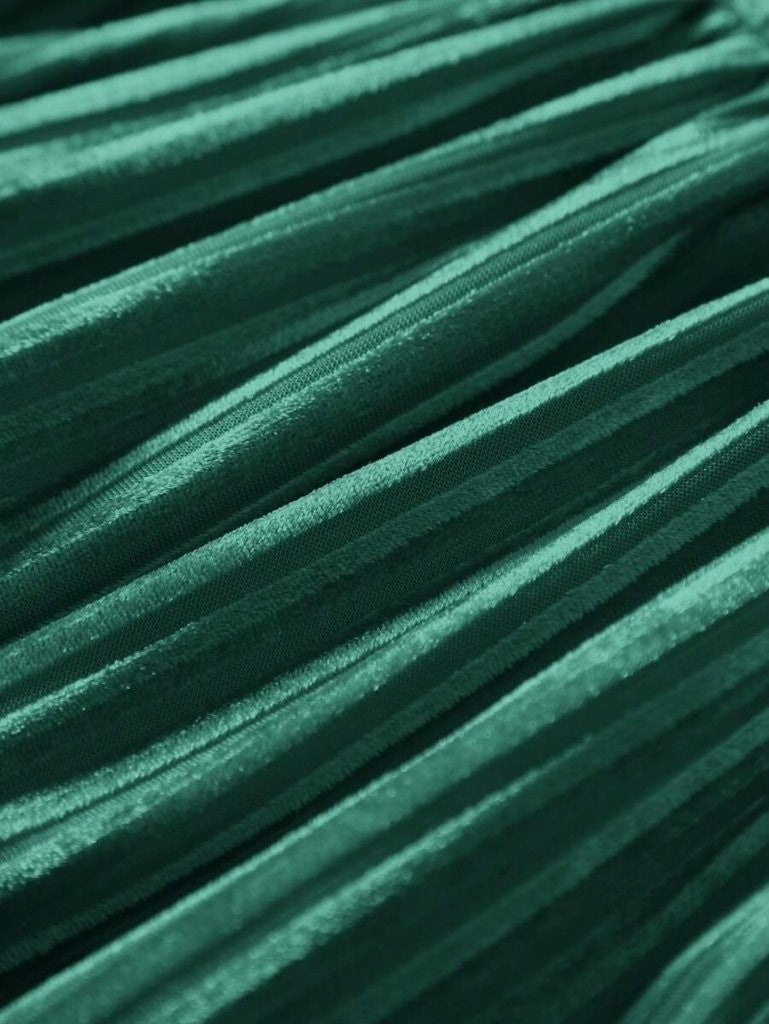 Baby Velvet Stripe Pattern Dress Green