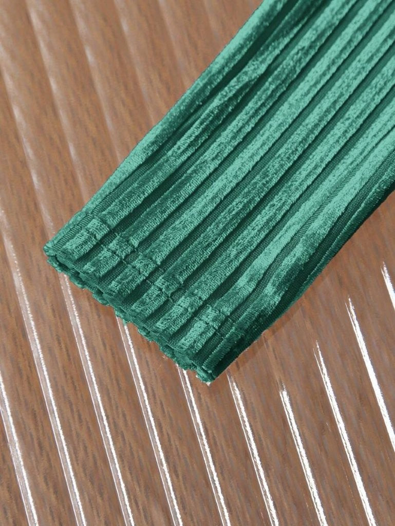 Baby Velvet Stripe Pattern Dress Green