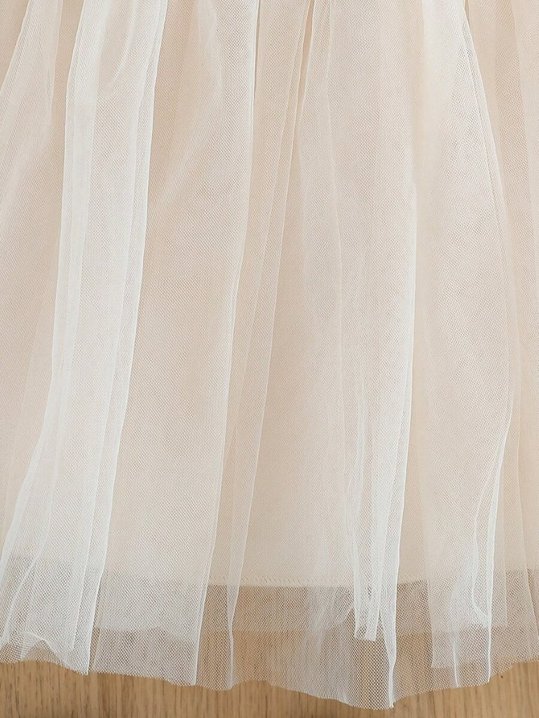 Baby Lace Pattern Ruffle Sleeve Dress Apricot
