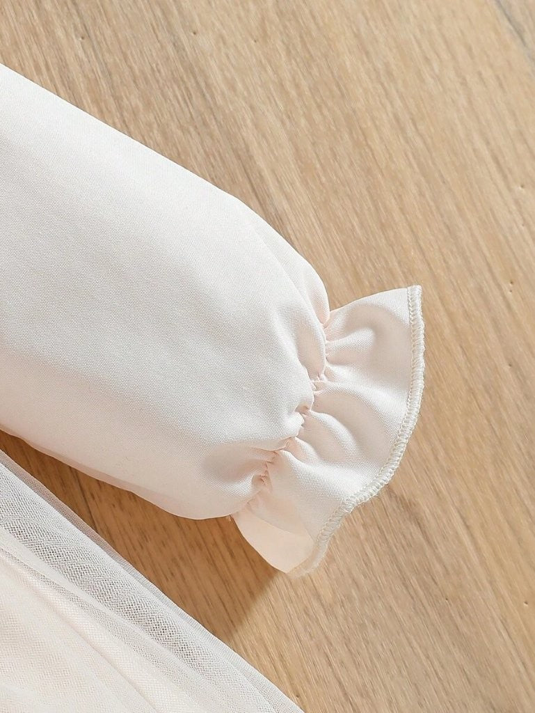 Baby Lace Pattern Ruffle Sleeve Dress Apricot