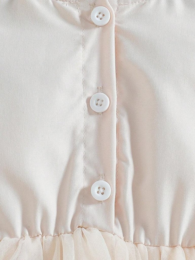 Baby Lace Pattern Ruffle Sleeve Dress Apricot