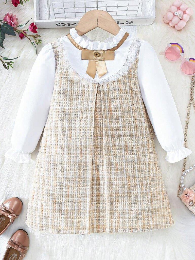 Toddler Girls Elegant Frilled Bow Dress