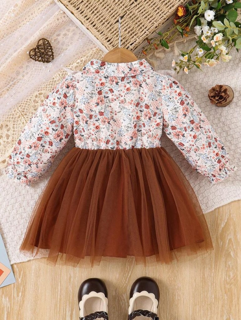 Baby Vintage Collar Button Floral Dress