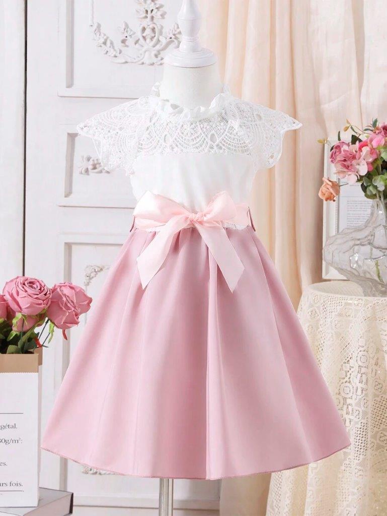 Toddler Girls Elegant Lace Detailed Dress Pink
