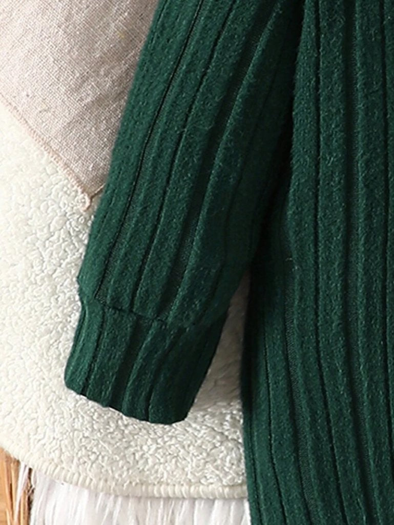 Baby Dark Green Stripe Fleece Jumpsuit With Beanie