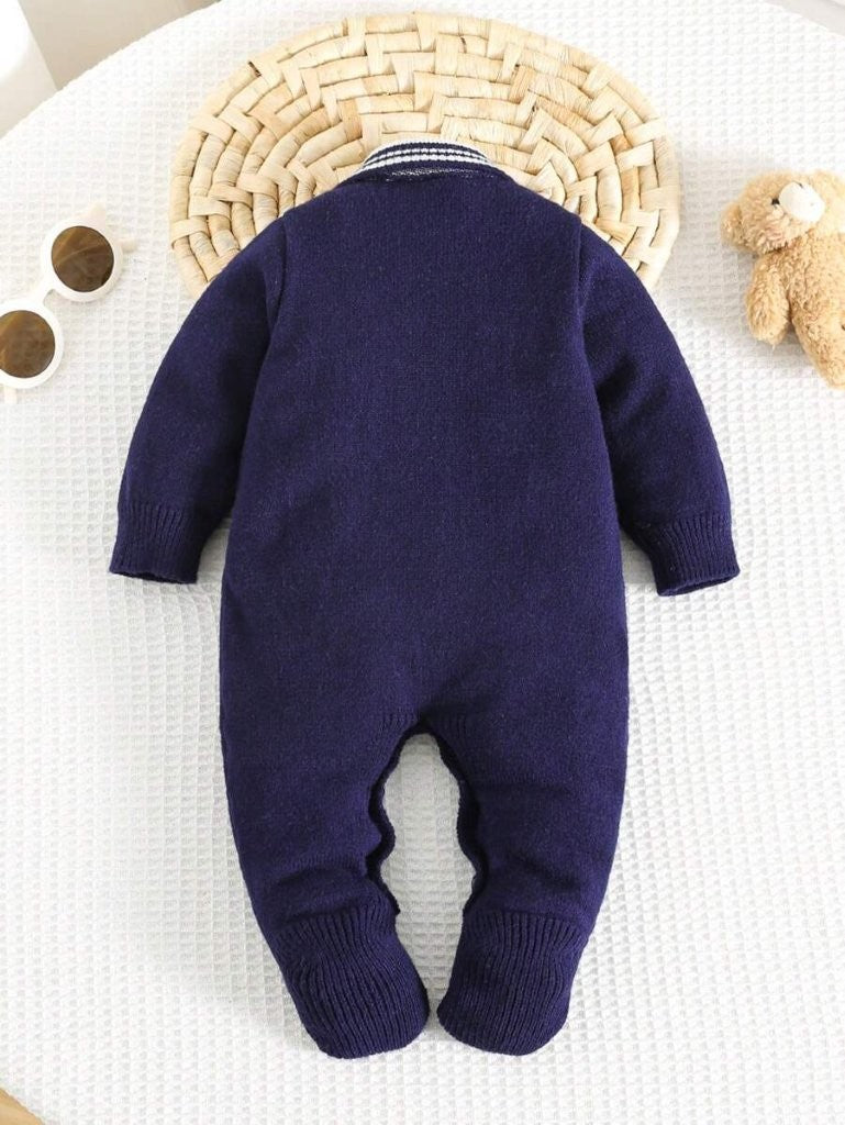 Baby Boy Polo Collar Knitted Jumpsuit