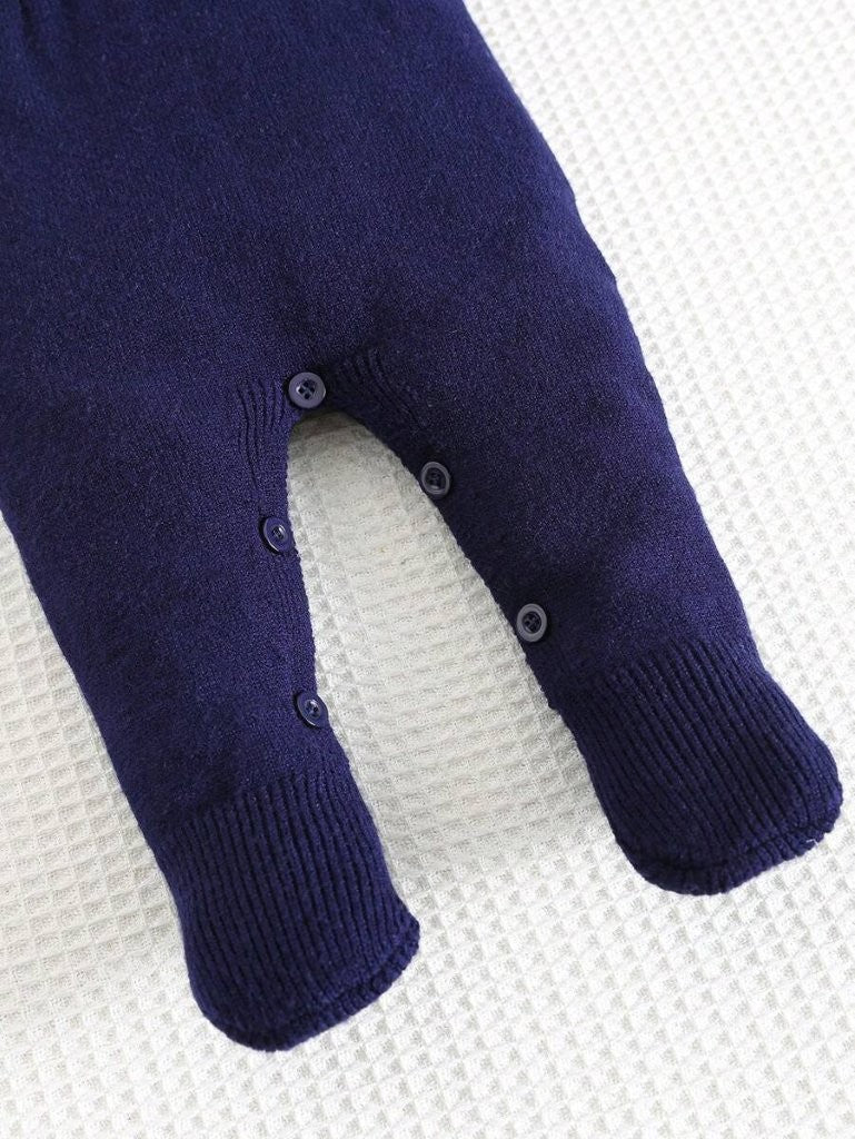 Baby Boy Polo Collar Knitted Jumpsuit