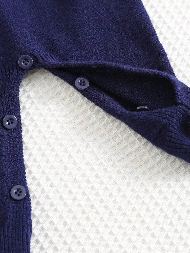 Baby Boy Polo Collar Knitted Jumpsuit